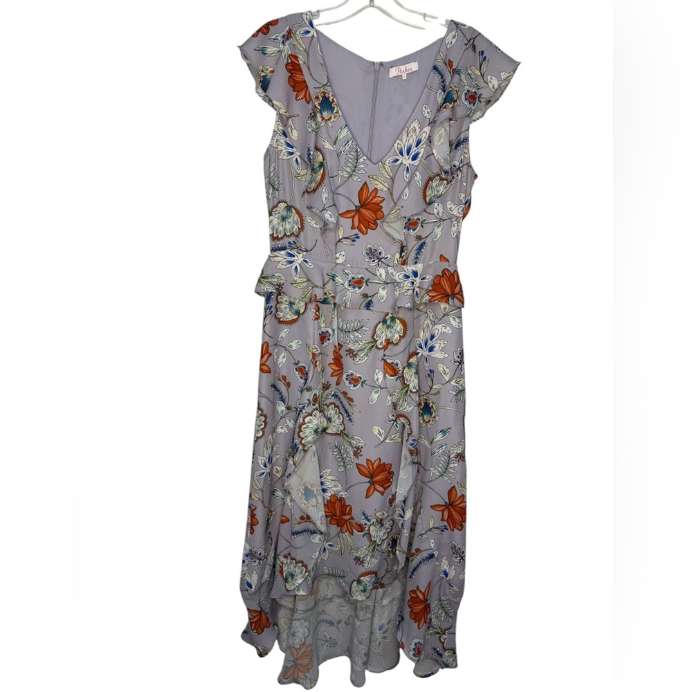 Parker Violet Garden Sleeveless Hi Low Dress Floral P8K4537PGP Small